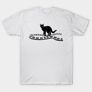 Cool Black Cat On Musical Piano Keys! T-Shirt